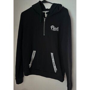 VTG Y2K LOVE PINK Victoria’s Secret Black Hoodie Women’s M Full Logo on sleeve